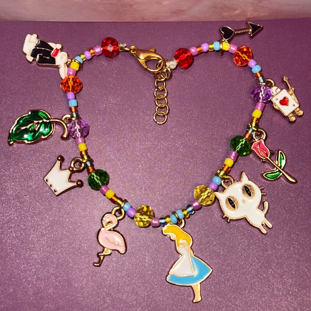 Colorful Handmade Alice in Wonderland Adjustable Bracelet